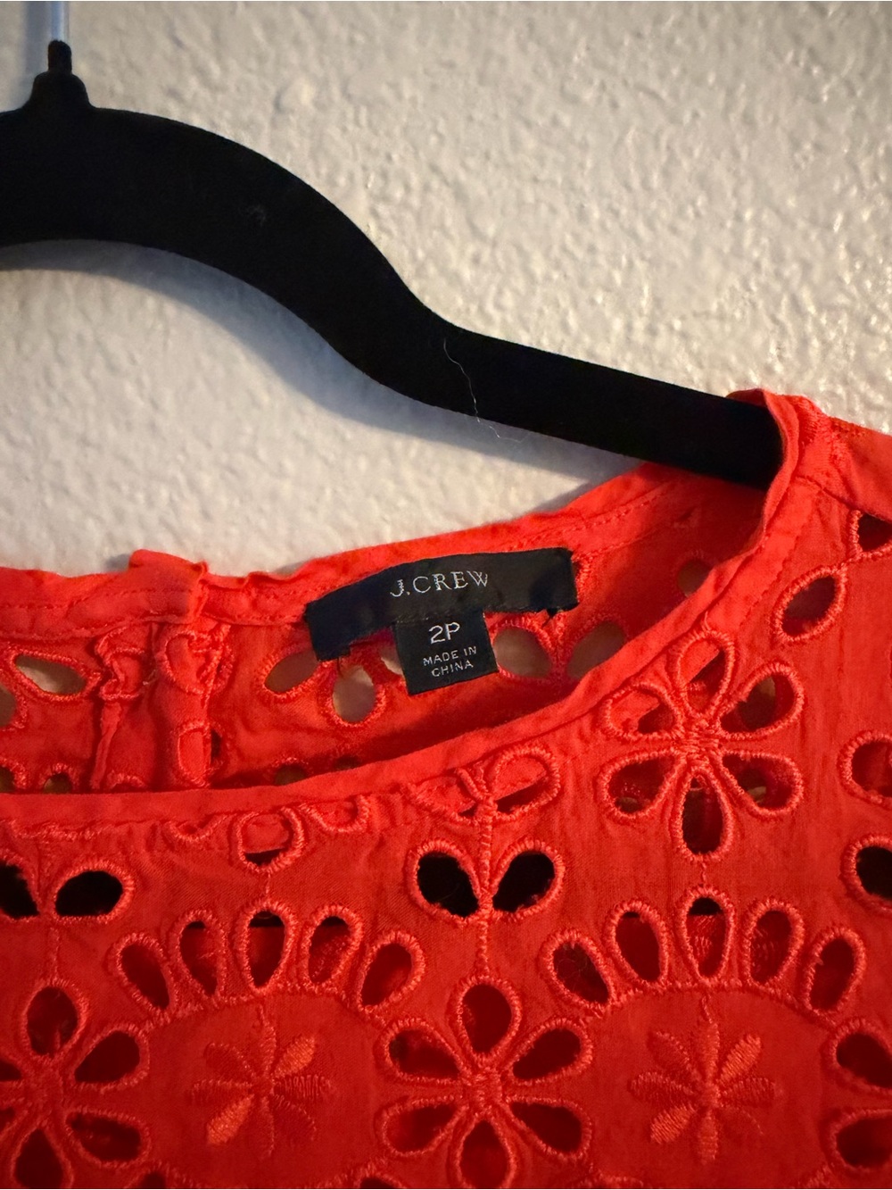 J. Crew Orange Eyelet Bell-Sleeve Shift Dress Size 2P - Picture 4 of 12